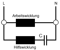 Drehstrommotor mit Kondensator - die Steinmetzschaltung