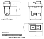 40700001 massblatt - Einbauschalter Klinger & Born KB-01-KT (Kedu KJD17F)