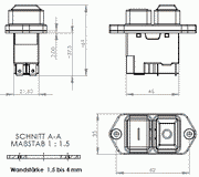 40700010 massblatt - Einbauschalter Klinger&Born KB-01-L (Kedu KJD17C)
