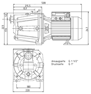 571273 massblatt - Hochdruck-Kreiselpumpe Ebara AGA 300 D, 400 V