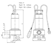 571501 massblatt - Drehstrom-Schmutzwasserpumpe Ebara RIGHT 100