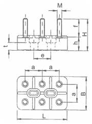 AK205 massblatt - Motorklemmbrett AK 205, 6p, M3