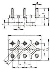 K1M16CV massblatt - Motorklemmbrett K1M 16, 6p, M16