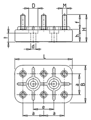 KL7K4 massblatt - Motorklemmbrett KL 7 K/4, 6p, M10