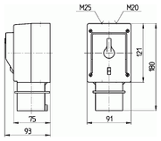 SSK620 massblatt - Schalter-Stecker-Kombination CGS1 bis 7,5 kW, isogekapselt