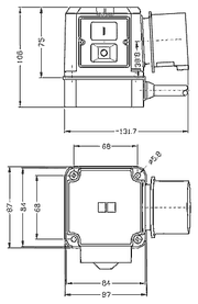 SSK820-ST9 massblatt - Schalter-Stecker-Kombination K900/ST9 bis 4 kW
