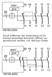 134369 schaltplan - Main switch S1 011/HS-F3-D-RG undervoltage release 230V