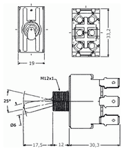 592 massblatt - Kippschalter, Umschalter, 2-polig - Nikkai S-333F