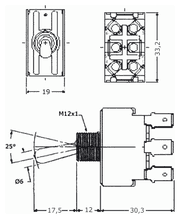 591 massblatt - Kippschalter, Umschalter, 2-polig - Nikkai S-333T