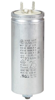 250400MBA/FL1  - Motorkondensator 25 µF, Betriebskondensator, Einfachflachstecker