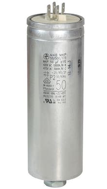 500400MBA/FL  - Operating capacitor 50 µF / 450 V, aluminium can, Flat plug