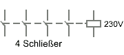 86010740 schaltplan - Schütz Klinger & Born KB-04, Uc=230 V, 4 Schließer, Mod. 86010740