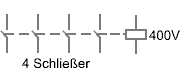 86011040 schaltplan - Schütz Klinger & Born KB-04, Uc=400 V, 4 Schließer, Mod. 86011040