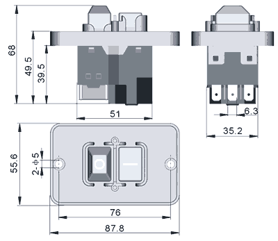 Drehstrom-Einbauschalter Kedu KJD18, 400V