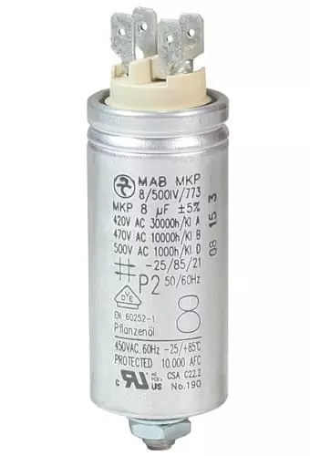 8 uF mF Motorkondensator Betriebskondensator Kondensator Kabelanschluss Alu