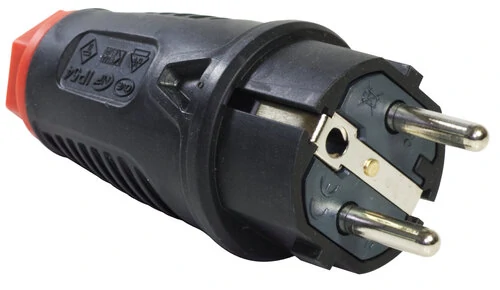 Schutzkontakt-Stecker 230V, 2-faches Erdungssystem, Gummi