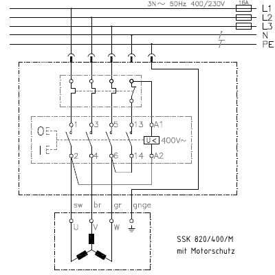 Schalter-Stecker-Kombination mit Bremse K700/VB/ST3/KA12